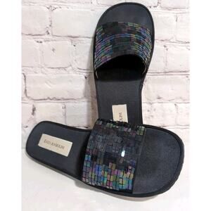 Enzo Angiolini Women's Black Iridescent Slide Sandals